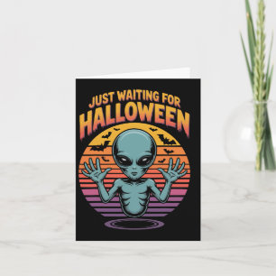 Cartão Só Esperando Víblias De Alienígena De Halloween