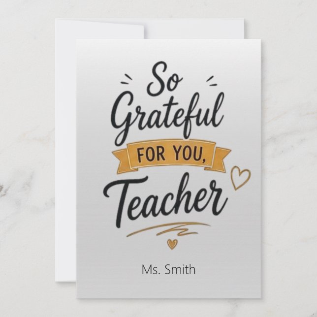 Cartão So Grateful for You Personalized Teacher  (Frente)