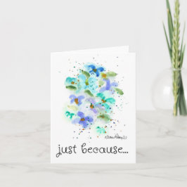 Cartão Só Porque, Blue Watercolor Flowers Art