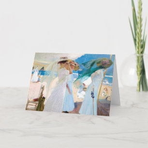 Cartão Sob o Awning, Zarauz   Joaquín Sorolla