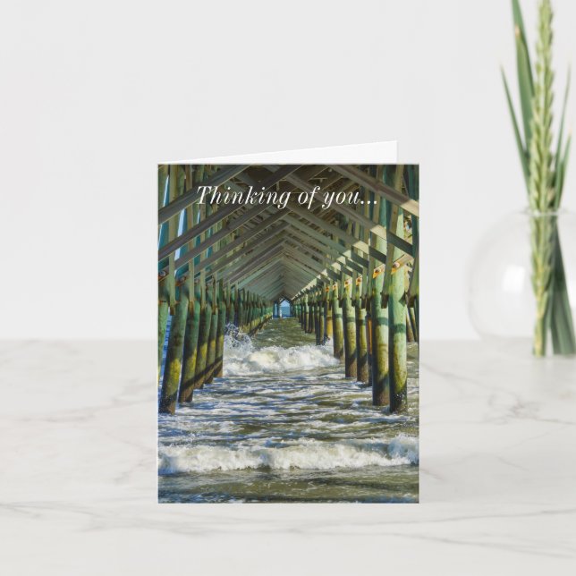 Cartão Sob O Pensamento De Folly Beach Pier De Você (Frente)