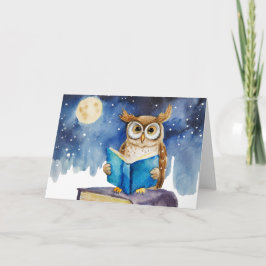 Cartão Sober Owl Lendo Grande Aniversário de Recuperação 