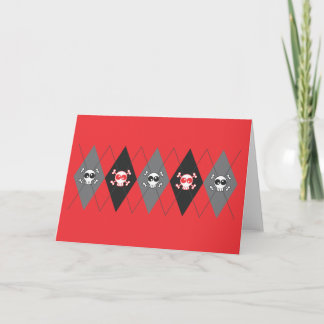 Cartão Sobieski Skull Argyle Red Greeting Card