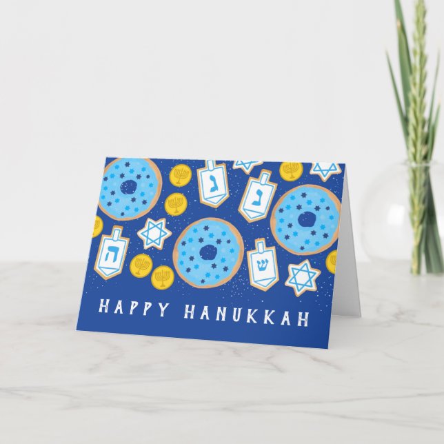 Cartão Sobremesas de Hanukkah Chanukah Donuts Cookies (Frente)