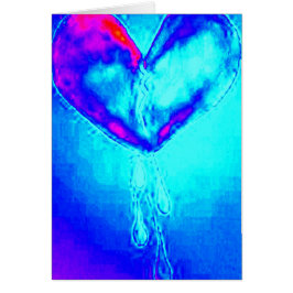 Cartão Sobrevivente azul do coração quebrado