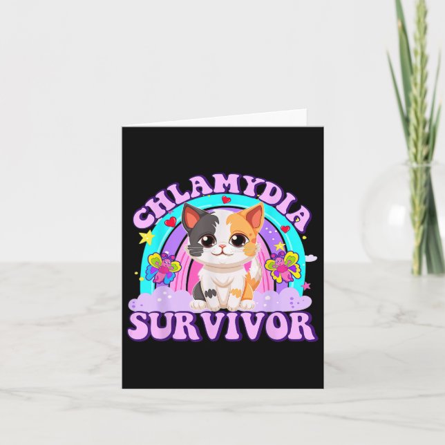 Cartão Sobrevivente Gato Arco-Íris (Frente)