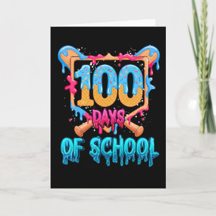 Cartão Sobrevivi 100 Dias de Tema de Beisebol Escolar