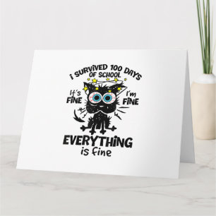 Cartão Sobrevivi a 100 dias de escola Está bem Estou bem
