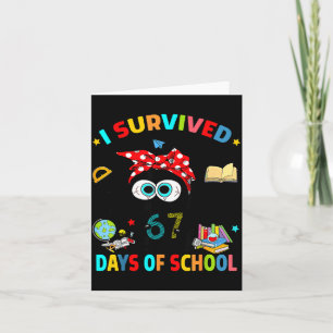 Cartão Sobrevivi a 67 Dias de Escola Gato Preto Engraçado
