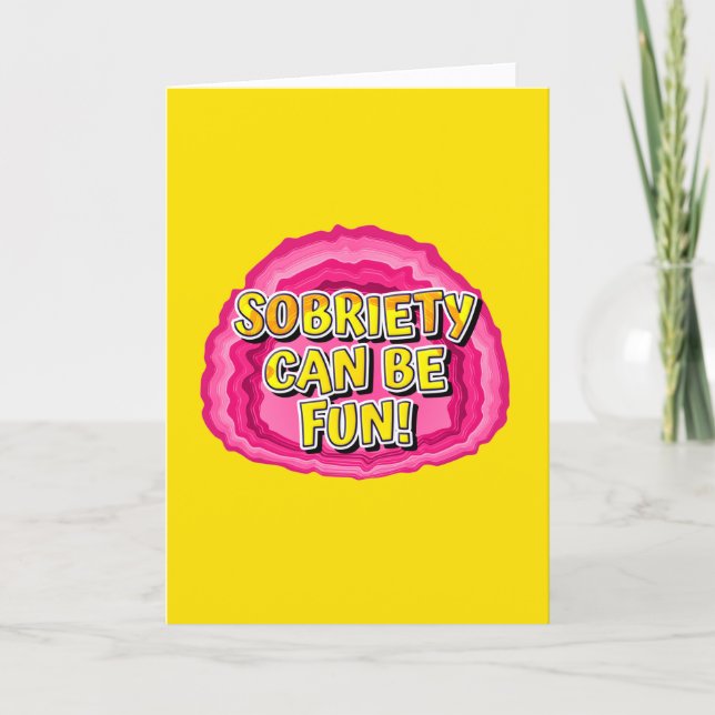 Cartão Sobriedade Pode Ser Divertida | AA Reza de Recuper (Frente)