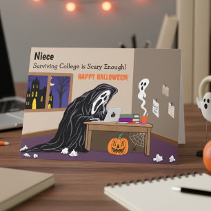 Cartão Sobrinha Ceifador Longe na Faculdade Halloween