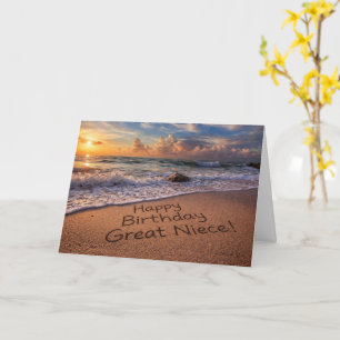 Cartão Sobrinha-neta Feliz Aniversário na Praia 