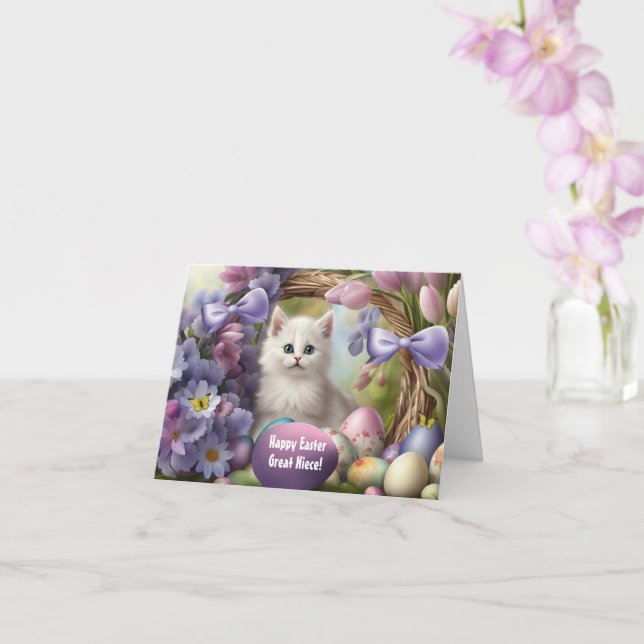 Cartão Sobrinha-neta Fofo Páscoa com Ovos Coloridos (Orquídea)