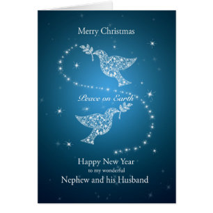 Cartão Sobrinho e seu marido, pombas do Natal da paz