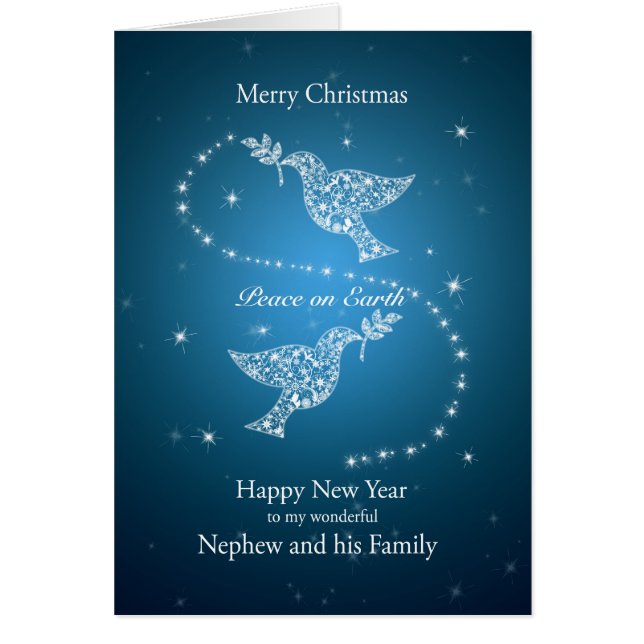 Cartão Sobrinho e sua família, pombas do Natal da paz (Frente)