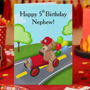 Cartão Sobrinho Feliz Aniversário de 5 anos Urso Caminhão