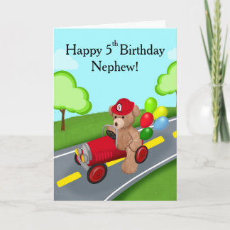 Cartão Sobrinho Feliz Aniversário de 5 anos Urso Caminhão