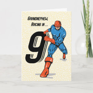 Cartão Sobrinho-neto Aniversário de 9 anos Super-herói