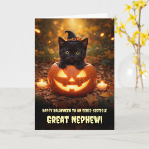 Cartão Sobrinho Neto Feliz Halloween Gato Preto Abóbora