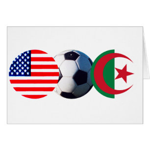 Cartão Soccer Ball Argélia & USA Bandeiras do MUSEUM Zaz