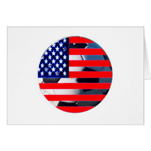 Cartão Soccer Ball & USA Flag2, MUSEUM Zazzle White-C