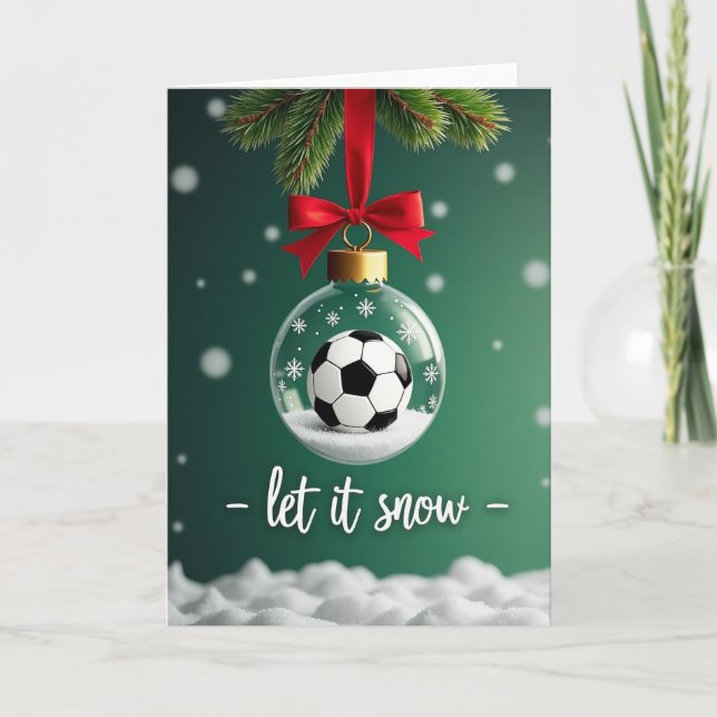 Cartão Soccer Christmas Snow Globe (Frente)