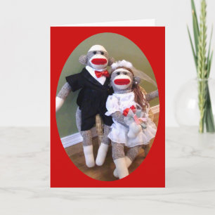 Cartão Sock Monkey Bride & Groom Card