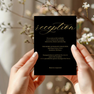 Cartão sofisticado de recepção preto e branco