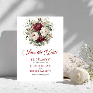 Cartão Sofisticado de Save the Date em Blush Burgu