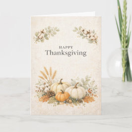 Cartão Soft Neutral Rustic Happy Thanksgiving Pumpkin 