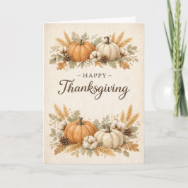 Cartão Soft Neutral Rustic Thanksgiving Pumpkin