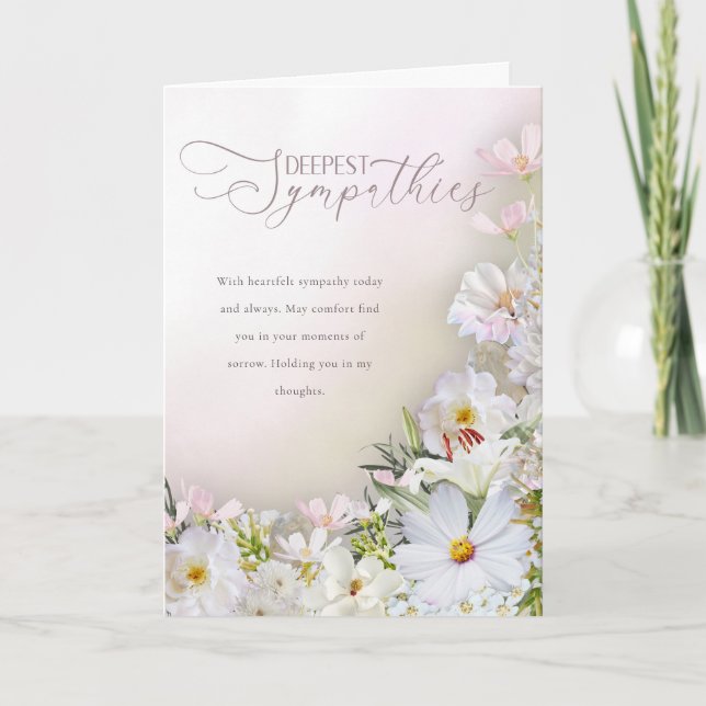Cartão Soft White & Pastel Floral Deepest Sympathies Card (Frente)