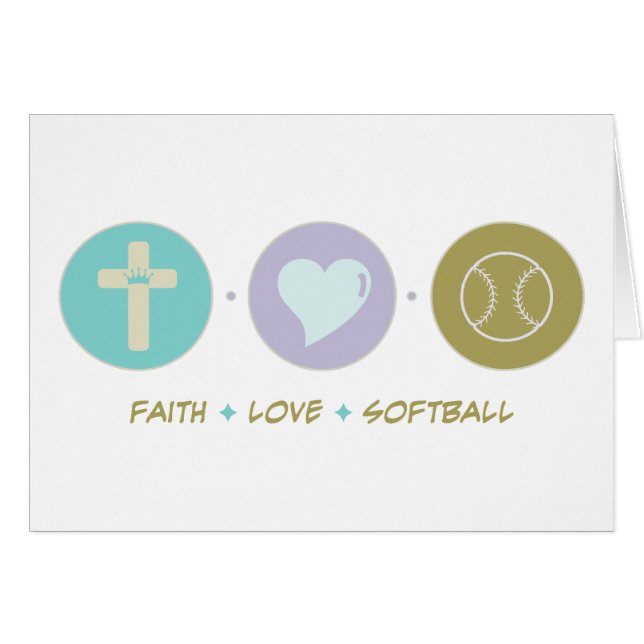 Cartão Softball do amor da fé (Frente Horizontal)
