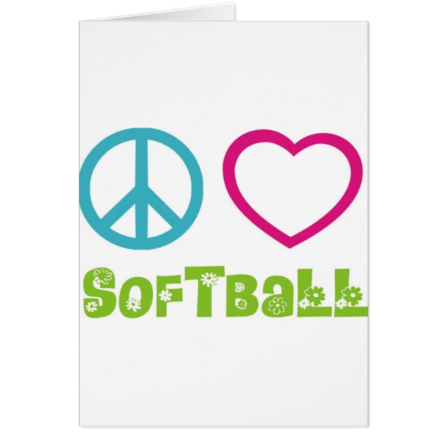 Cartão Softball do amor da paz (Frente)
