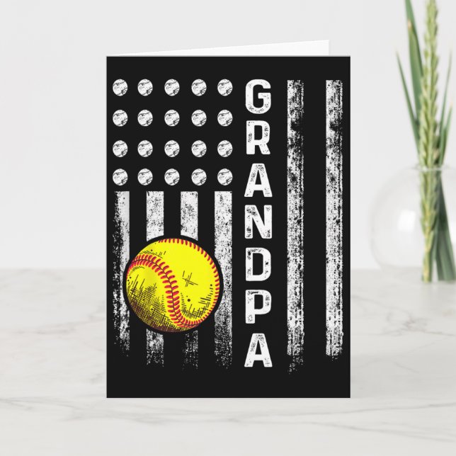 Cartão Softball Grandpa American Flag Father's Day 4th Of (Frente)
