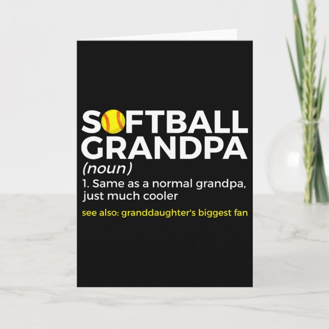 Cartão Softball Grandpa Definition Granddaughter's Bigges (Frente)