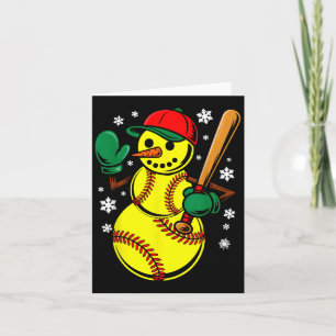 Cartão Softball Santa Hat Snowman Xmas Funny Softball Chr