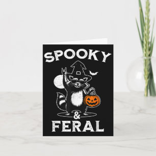 Cartão Soky E Feral Halloween Raccoon Engraçado