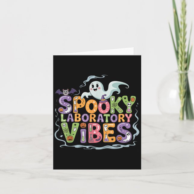 Cartão Soky Laboratory Vibes Ghost Halloween Scientist La (Frente)