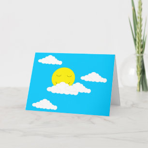 Cartão Sol sorridente com nuvens: Vazio de turquesa