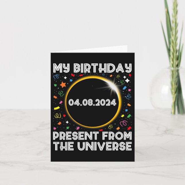 Cartão Solar Eclipse 2024 Aniversário Presente 4.8.24 Tot (Frente)