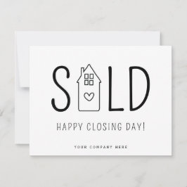 Cartão Sold Happy Closure Day Real Estate Heart House