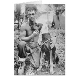 Cartão Soldado e cão