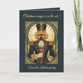 Cartão Soldado Esquilo de Natal Art Nouveau Vintage S