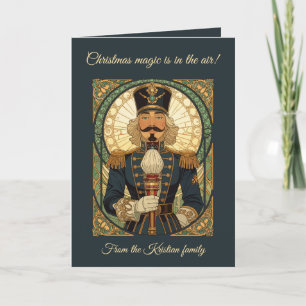 Cartão Soldado Esquilo de Natal Art Nouveau Vintage S
