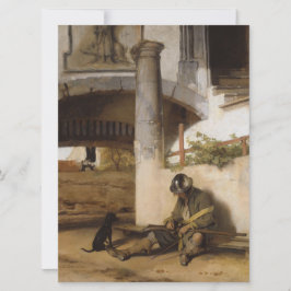 Cartão Soldado protegendo um portão com seu cachorro de e