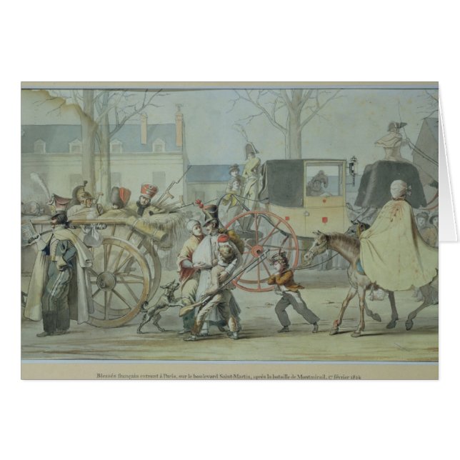 Cartão Soldados franceses feridos que entram em Paris (Frente Horizontal)