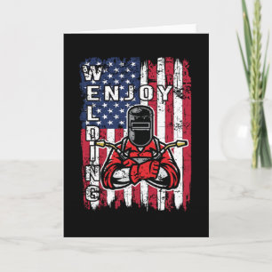 Cartão Solder Vintage EUA - American Flag Welder