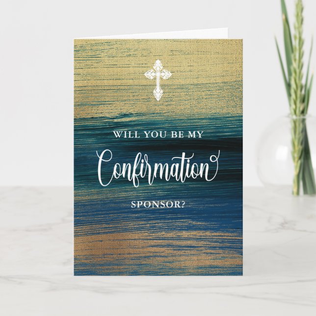 Cartão Solicitação Do Patrocinador De Confirmação Dourada (Frente)