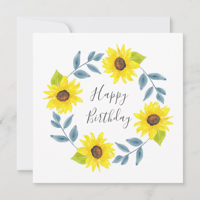 Cartão Solo-Flor Watercolor Wreath 2 (Frente)